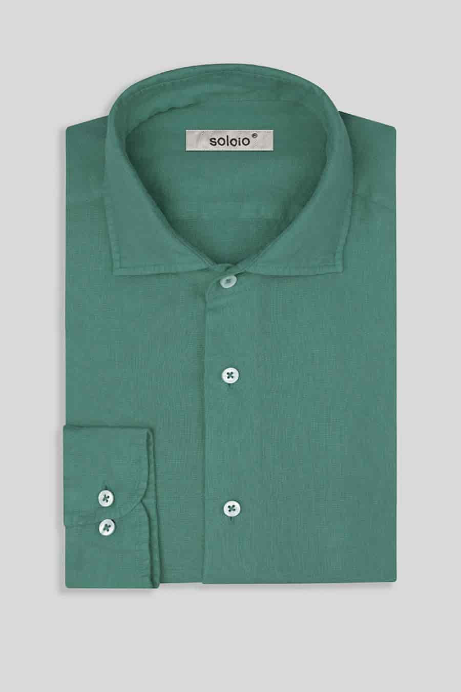 men’s linen shirt green persa basic - miniatura 4