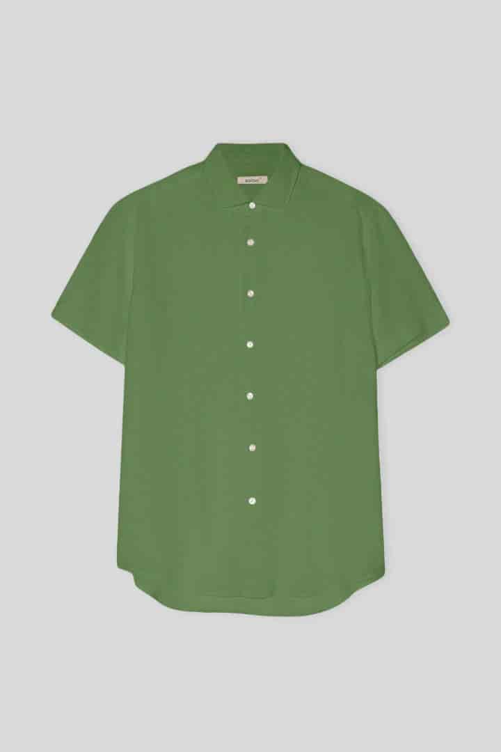 Men's linen shirt forest green - miniatura 1