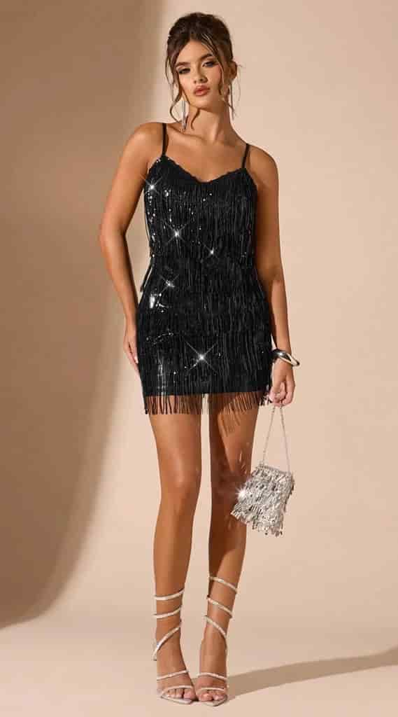 Minivestido negro brillante SH-011359-NEG-M - miniatura 3