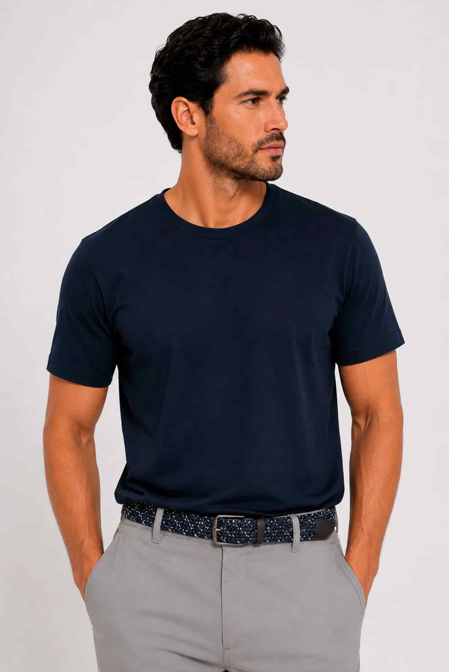 Camiseta 100% Algodón Pima Azul Navy - miniatura 1