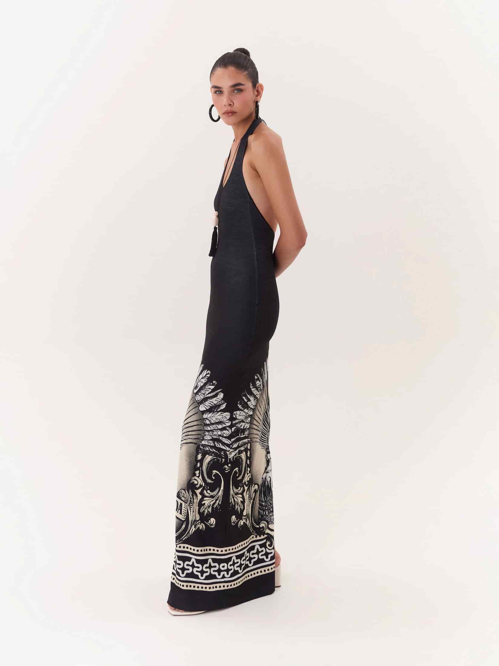 Halter Maxi Dress Solar - Negro - miniatura 2