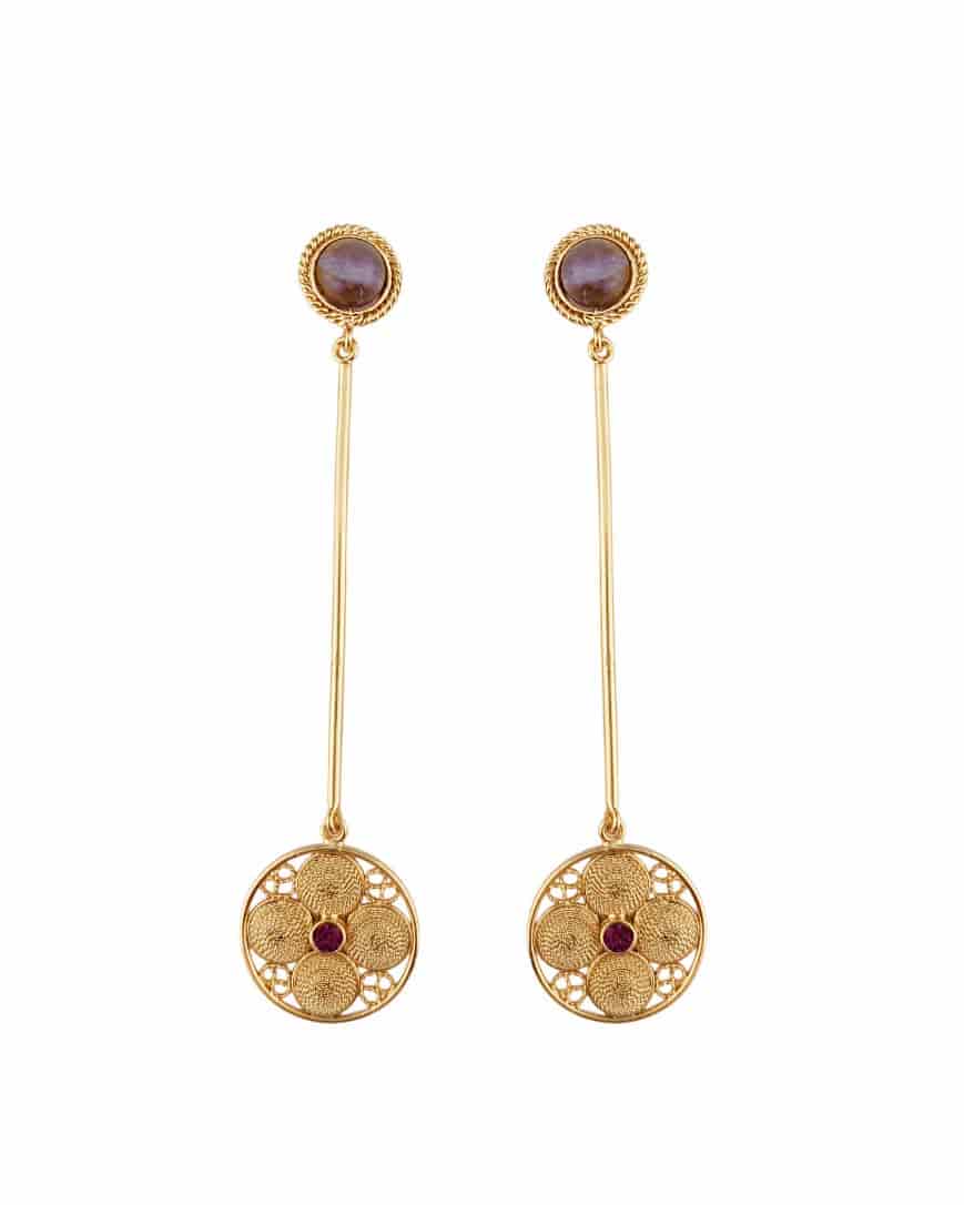 Aretes largos filigrana y amatista Atanasia - miniatura 1
