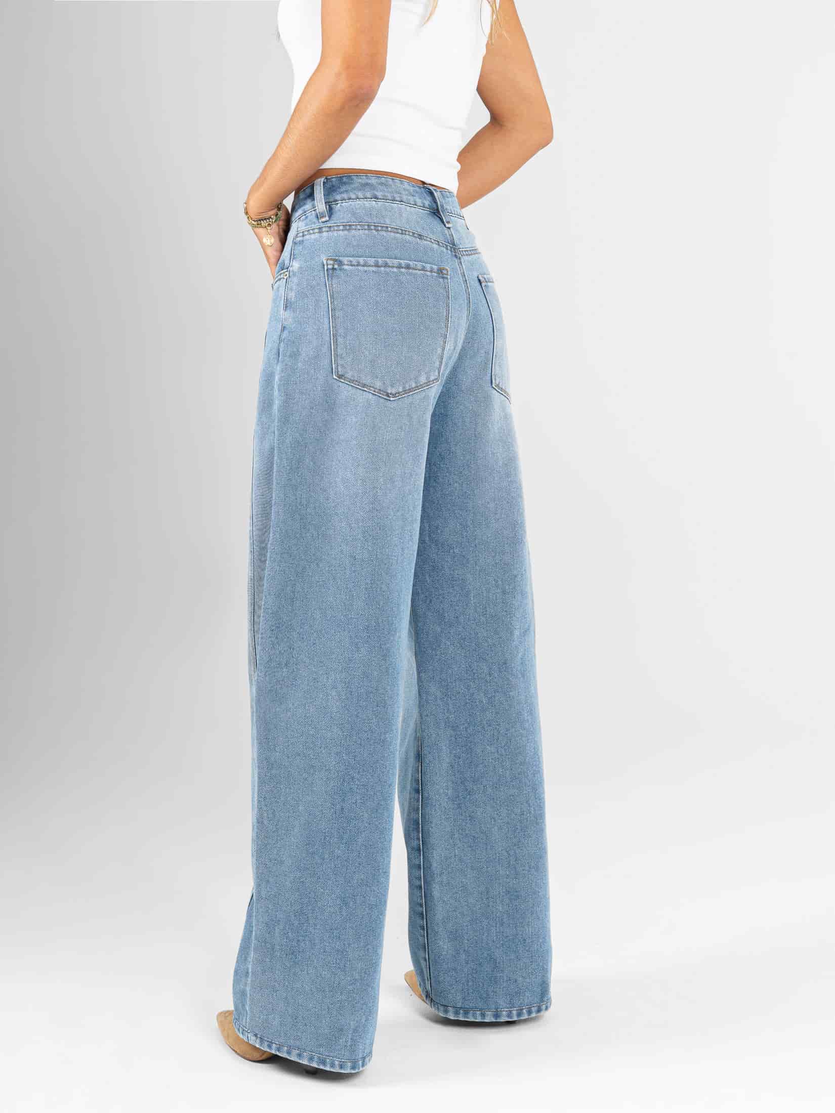 Ref: 066524 Jean wide leg, rígido, tiro medio, tono azul medio - miniatura 2