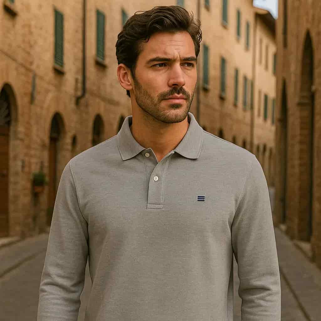 Polo Long Sleeves - Gris blu - miniatura 1