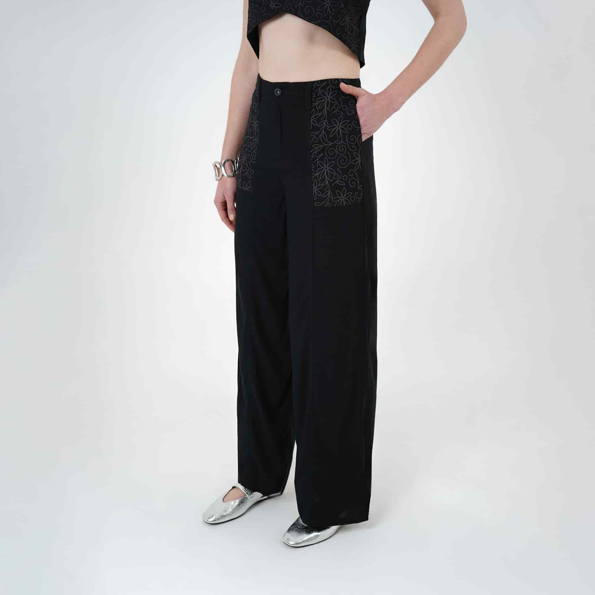 Pantalón ancho con grabado floral - miniatura 6