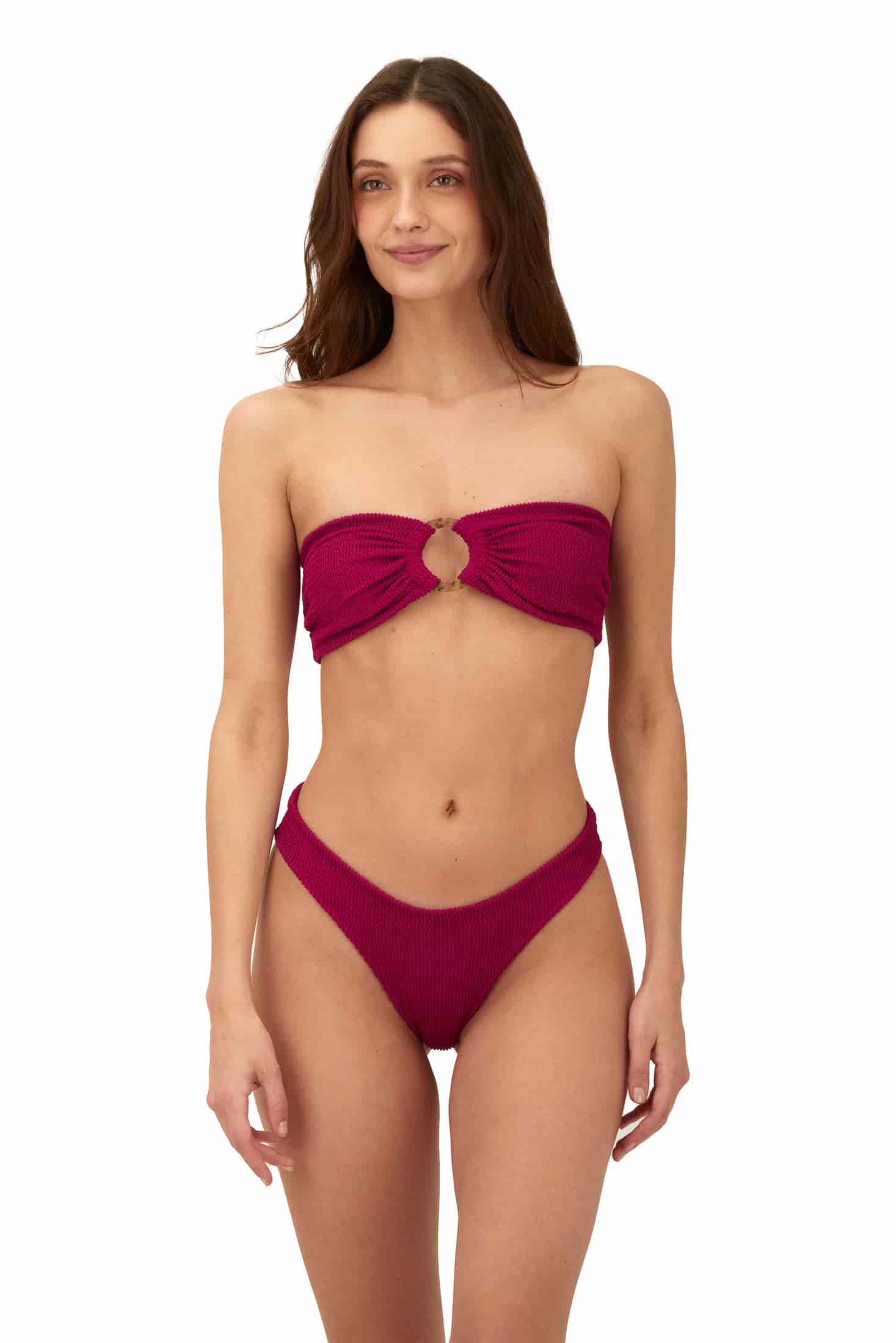 Textured Wave Brisa Raspberry Cast Bandeau Top - miniatura 1