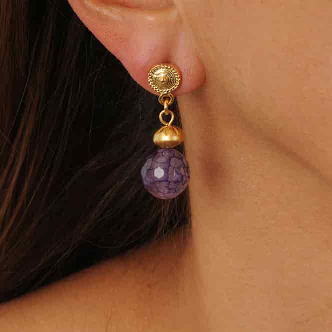 Arete azul semipreciosa ágata - miniatura 1