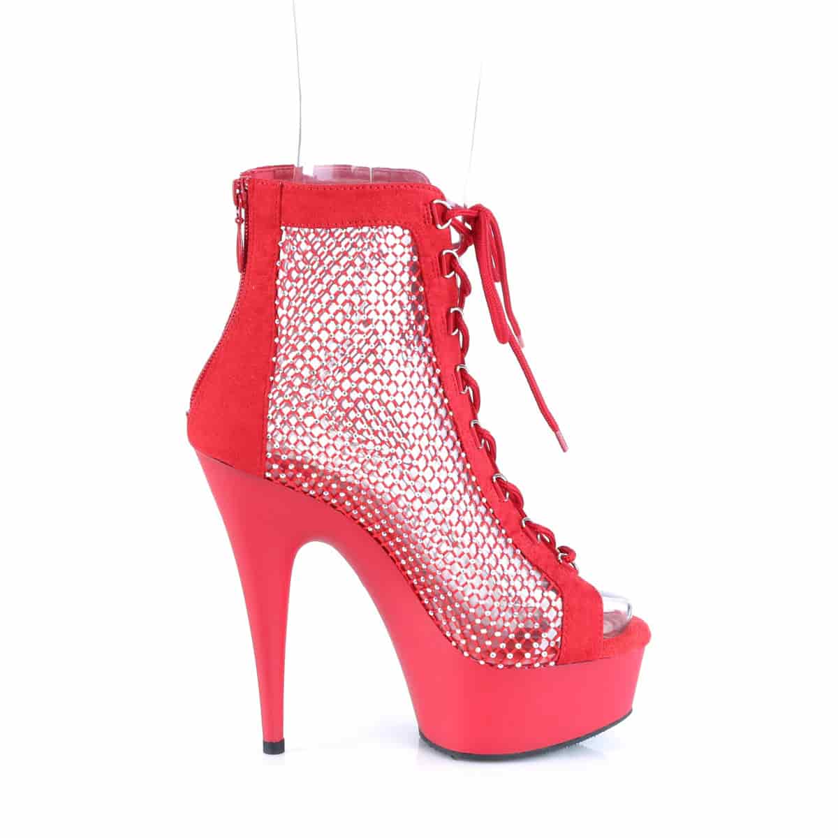 Botas Plataforma Malla con Pedrería Pleaser DEL600-33 Rojas Talla 40 - miniatura 5