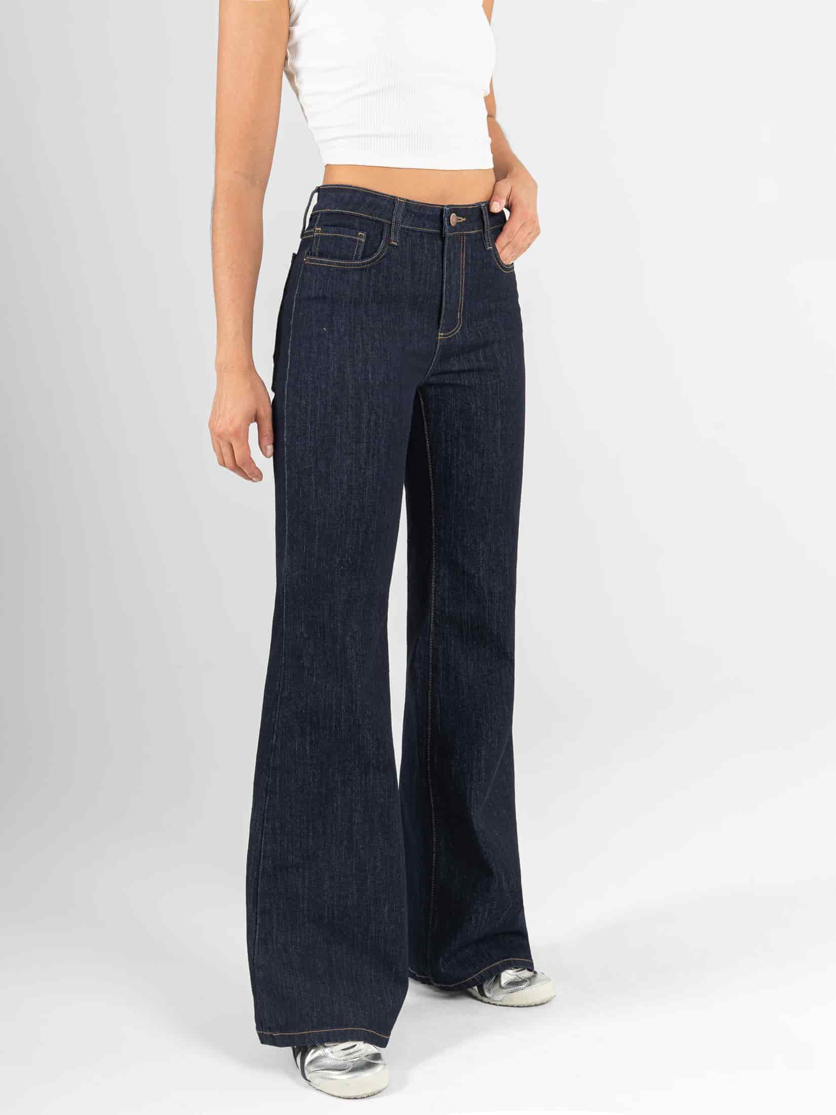 Ref: 066594 Jean flare stretch, bota ancha, tiro alto, tono azul oscuro - miniatura 2