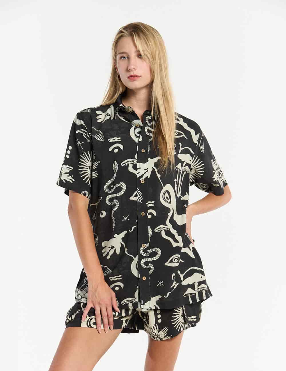Camisa Regular Fit Chacras  negro + crudo mujer - miniatura 2