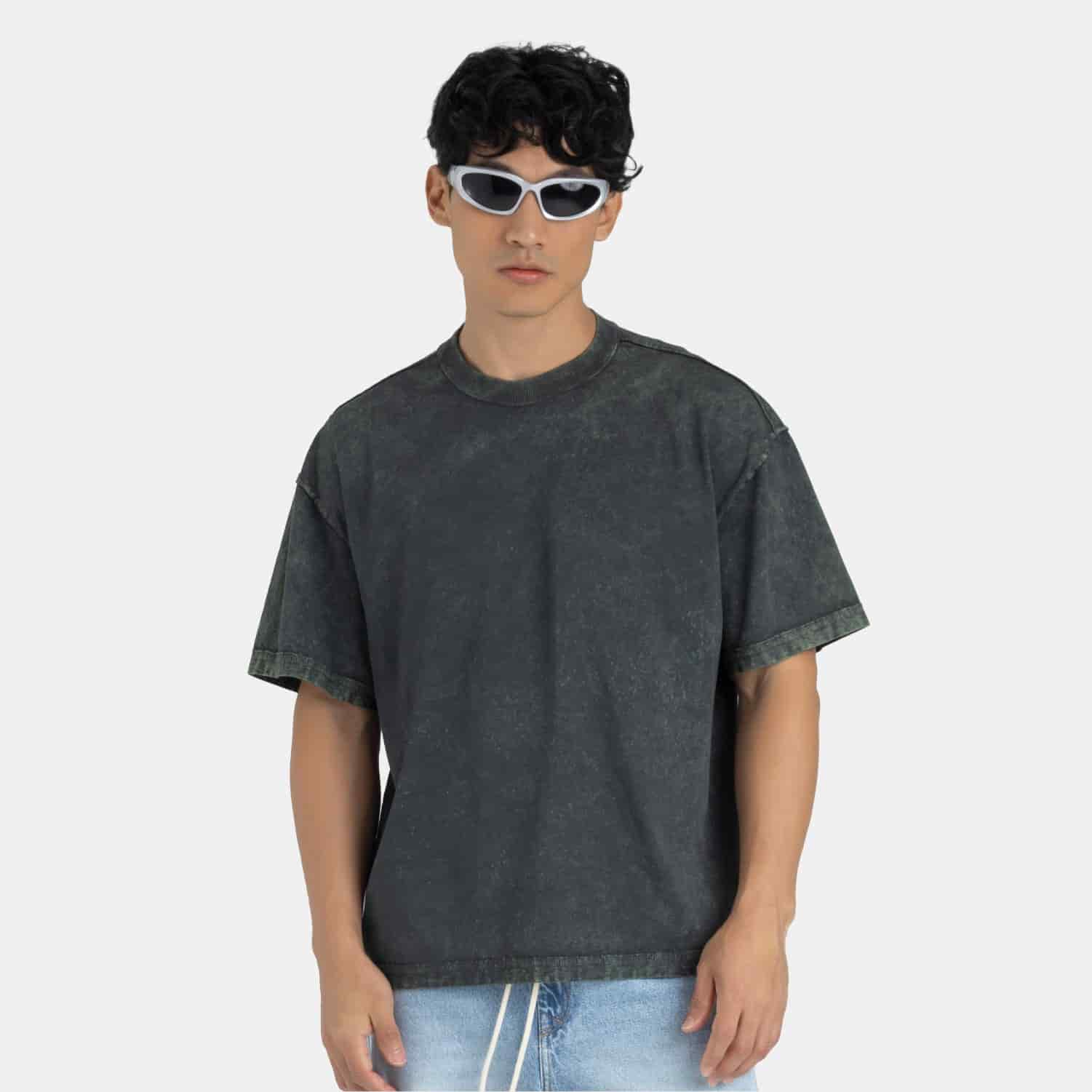 Acid Washed Boxy Tee Green - miniatura 1