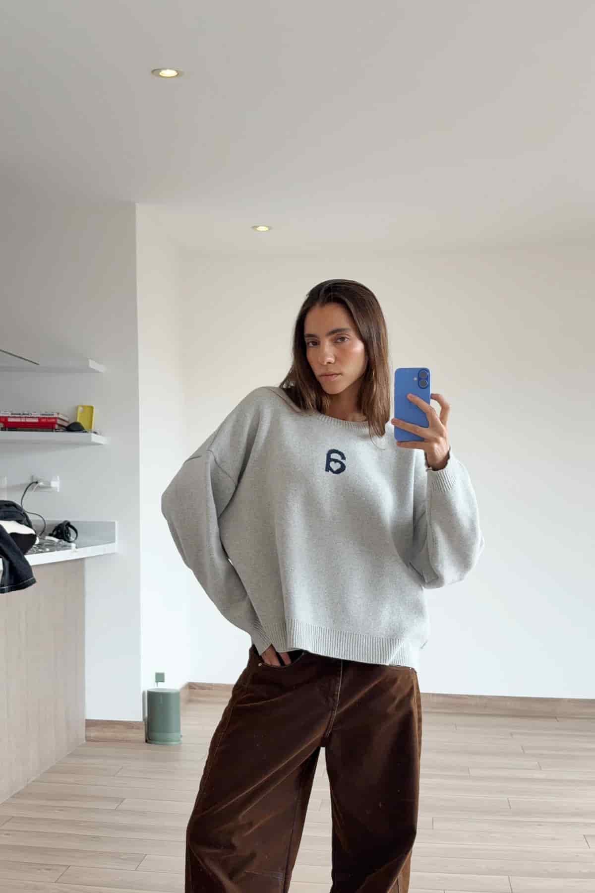 MONOGRAM SWEATER HEATHER GREY - miniatura 3