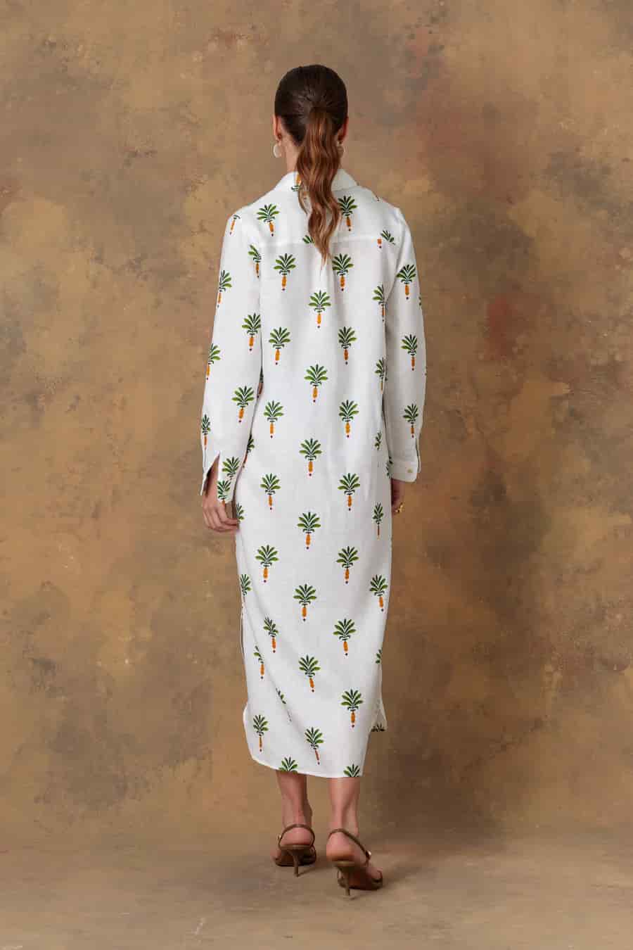 Women's dress linen orfeo white - miniatura 5
