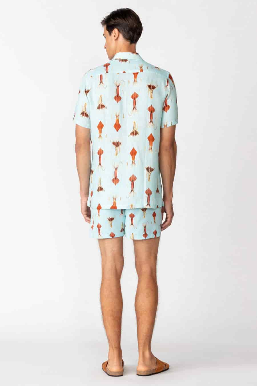 Men's linen shirt sky blue egret - miniatura 3