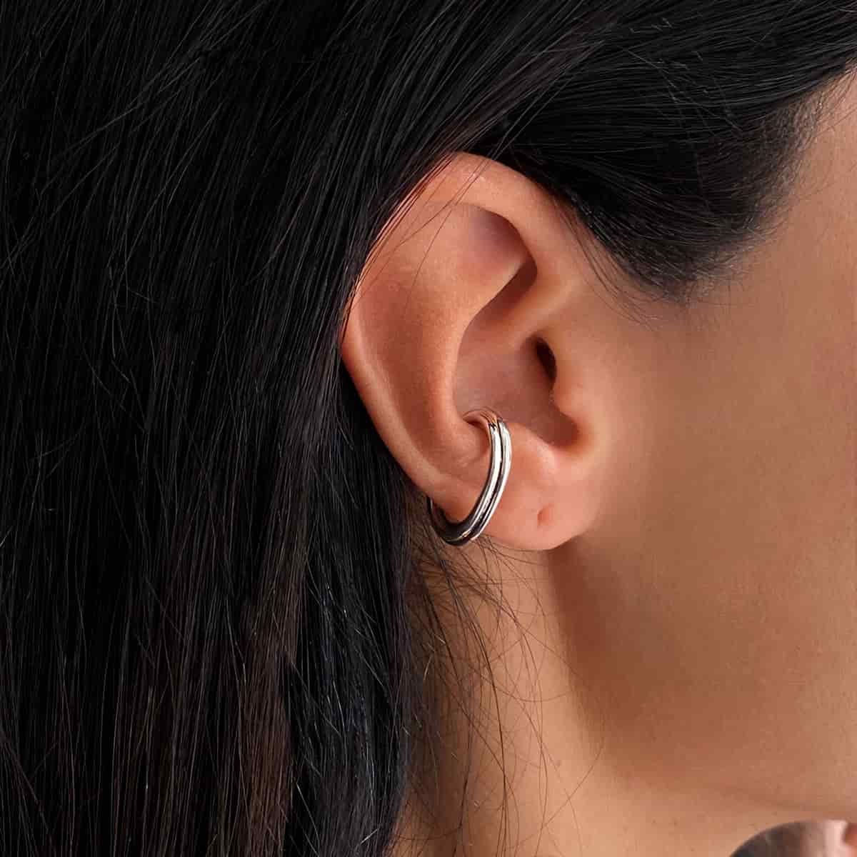 EAR CUFF PARALLEL PLATA - miniatura 1