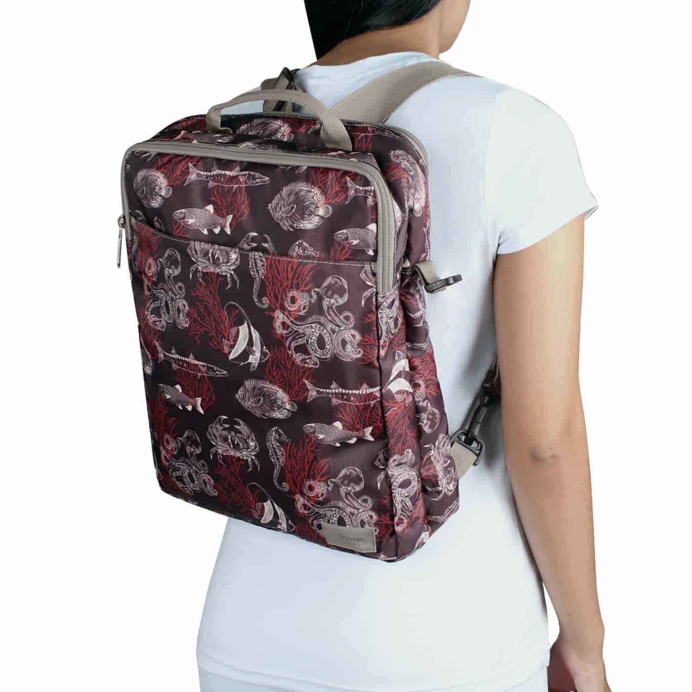 Bolso Manos Libres Convertible a Morral Citybags ULTRA Coral - miniatura 4
