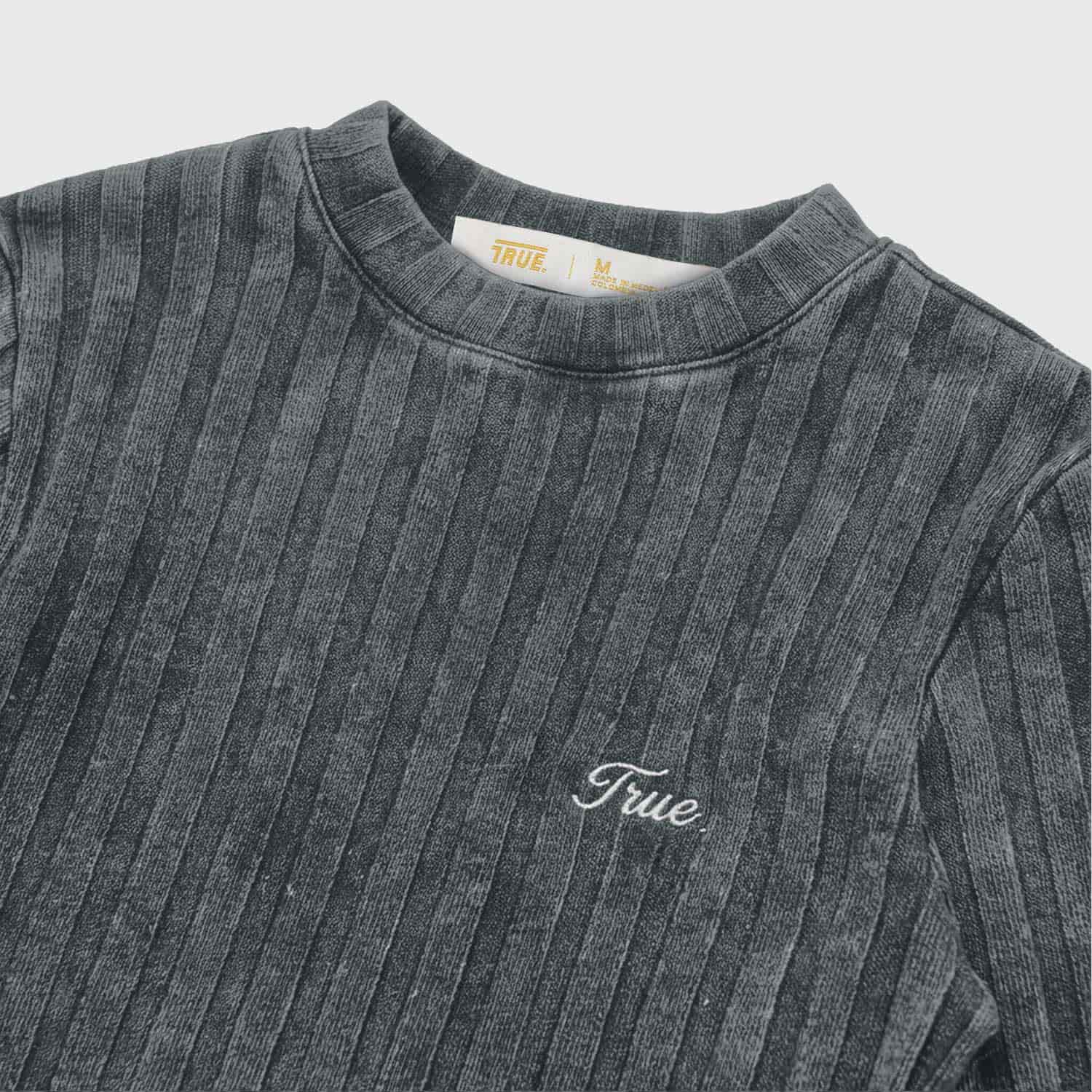 Slim Ribbed Long Sleeve - Washed Black - miniatura 4