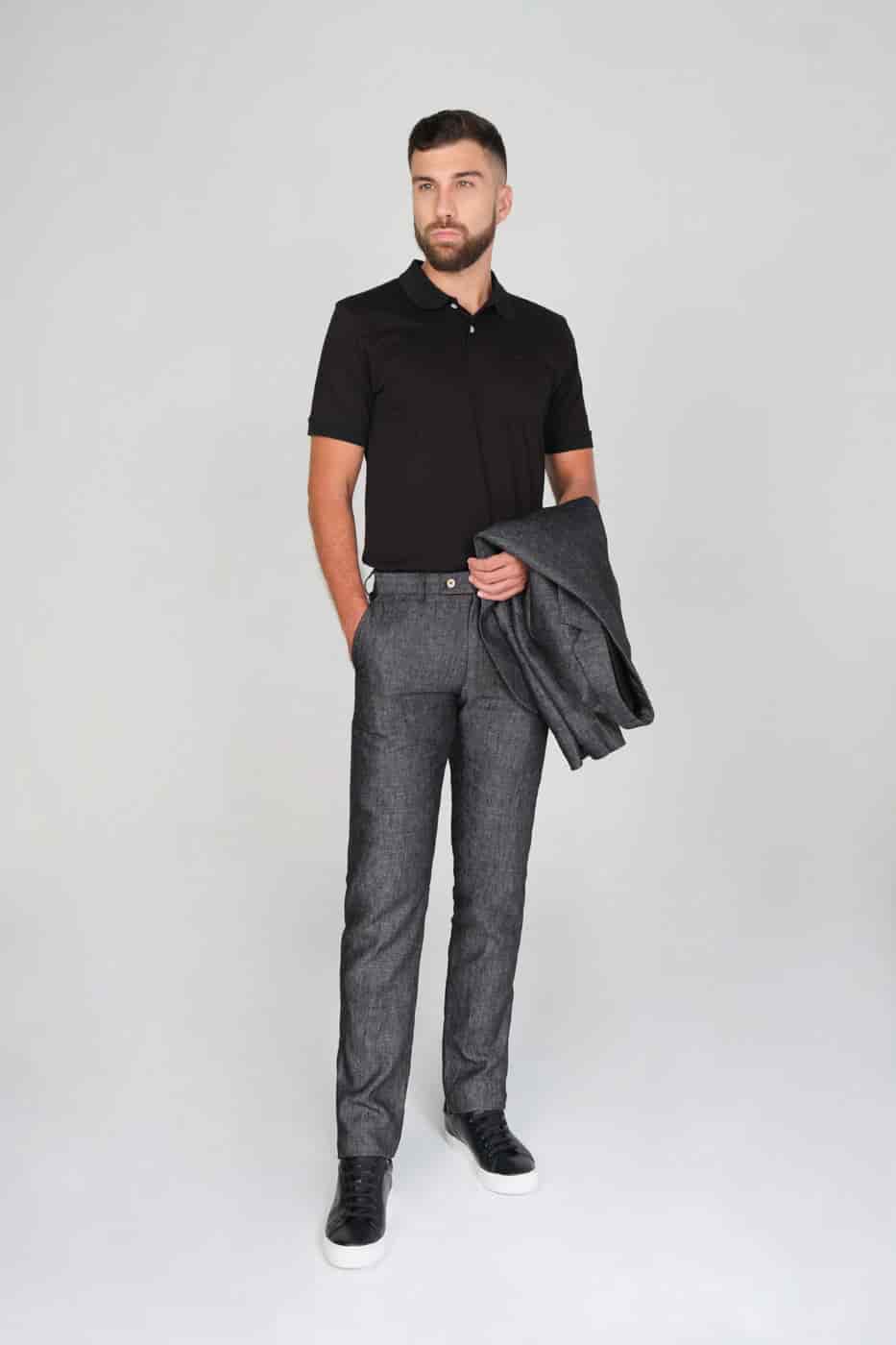 Camiseta Polo 100% Algodón Piqué Negro - miniatura 2