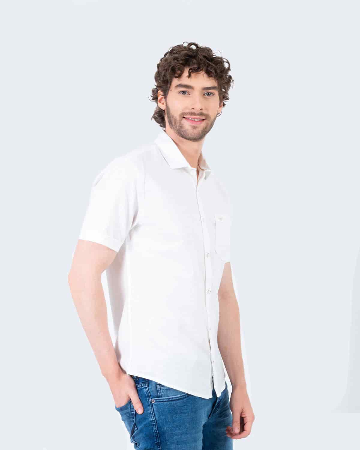 Camisa blanca manga corta para hombre - miniatura 52