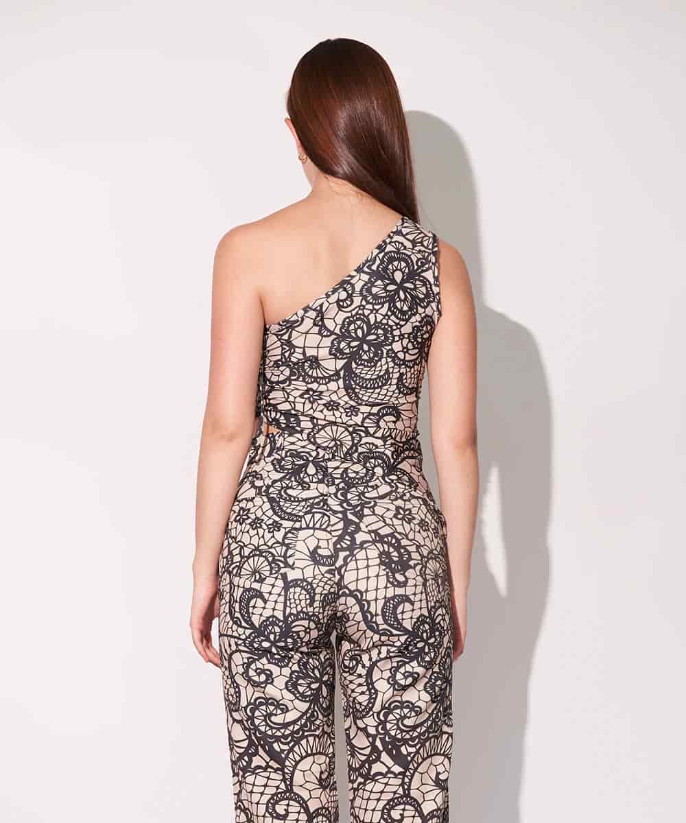 One Shoulder Top In Faux Lace - miniatura 4