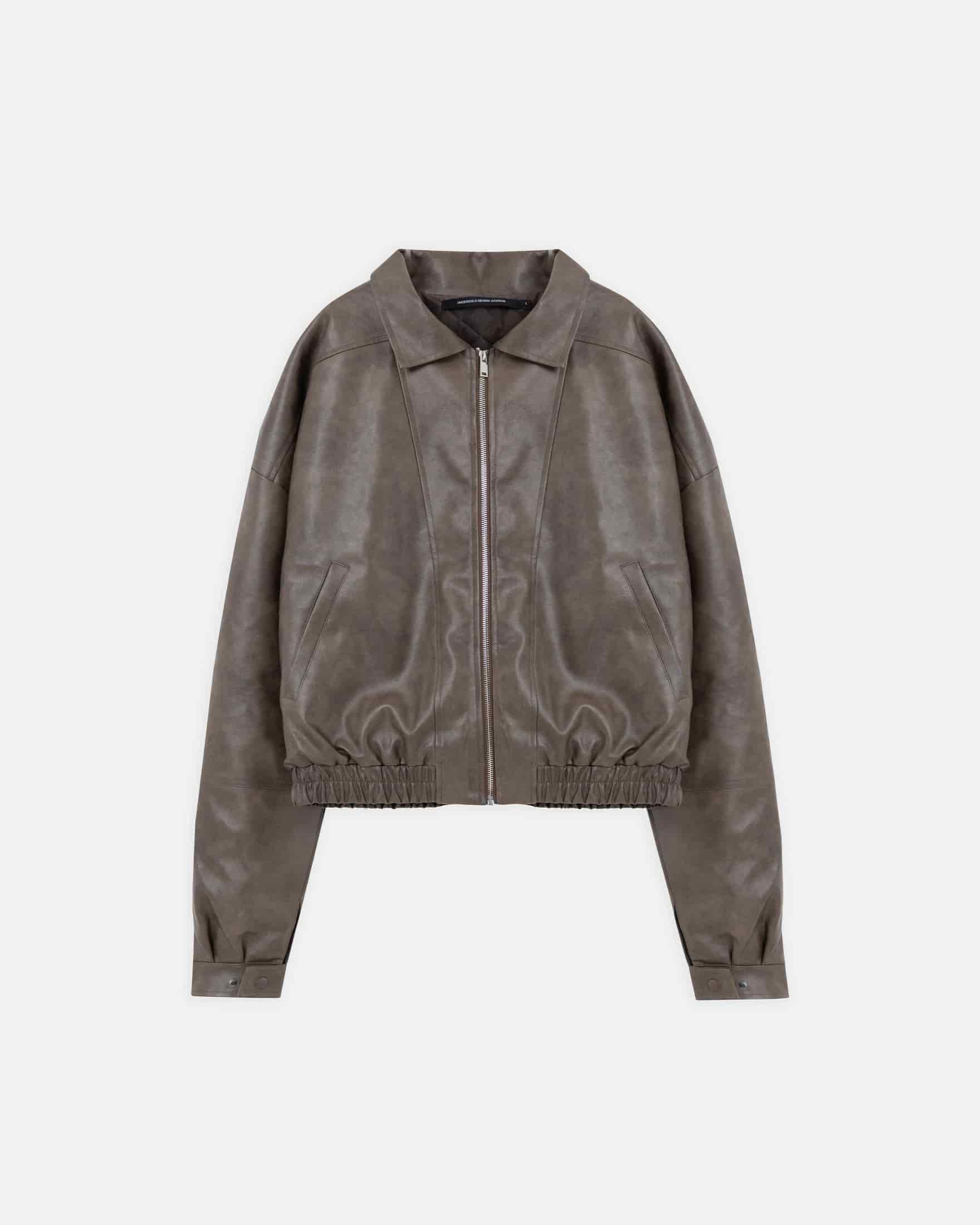 Basics Vintage Panelled Bomber Jacket Brown - miniatura 1