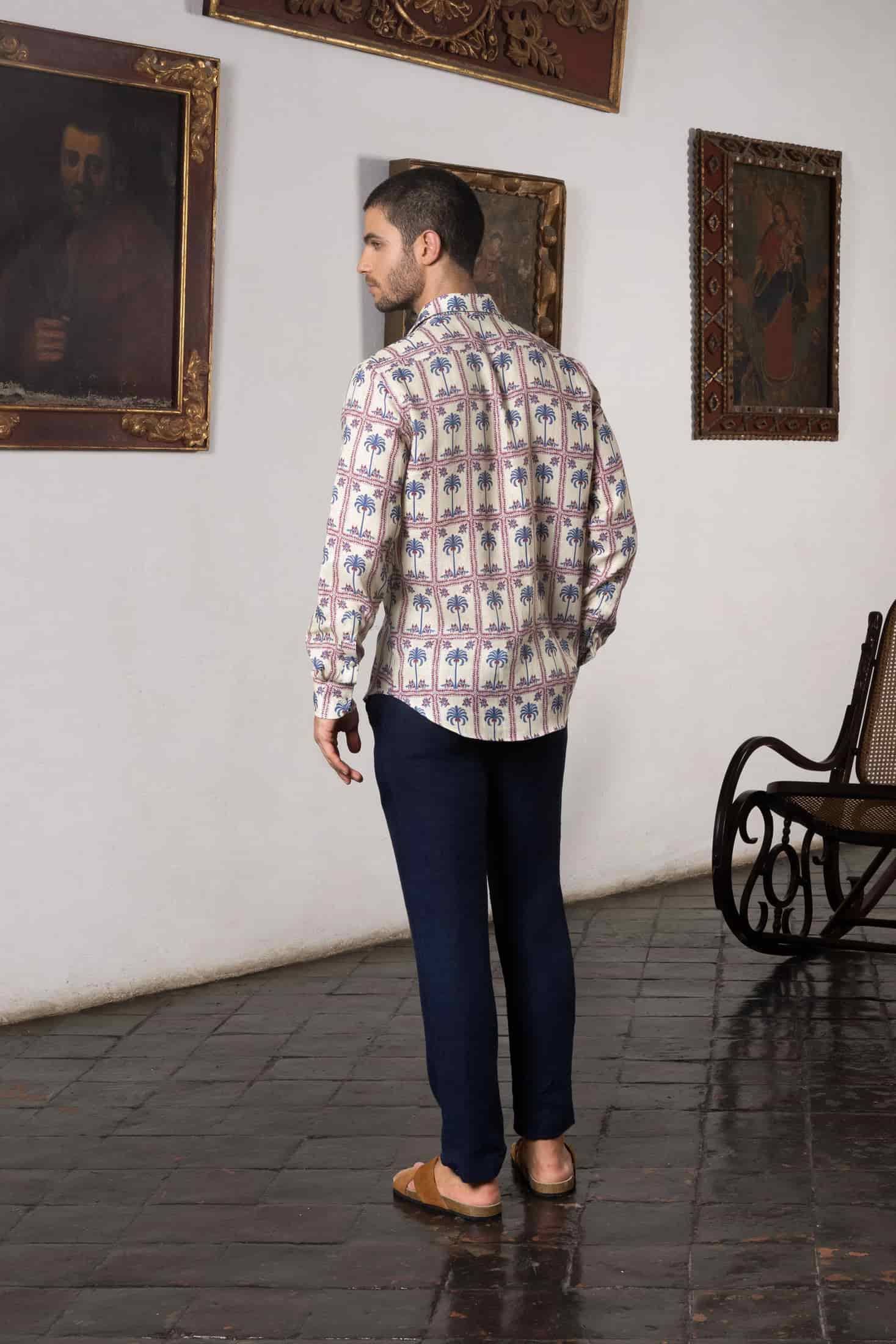 Men's linen shirt tambour - miniatura 3