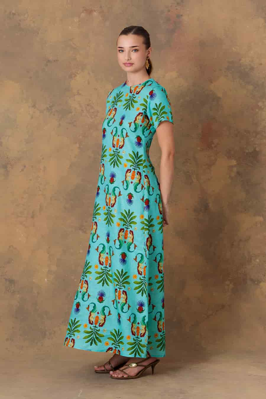 Wome's dress linen marea green - miniatura 8