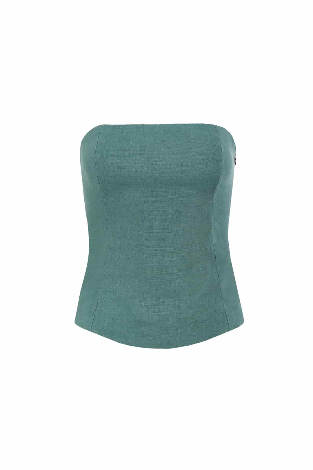 Top Corset Gema de lino | Verde pino - miniatura 2