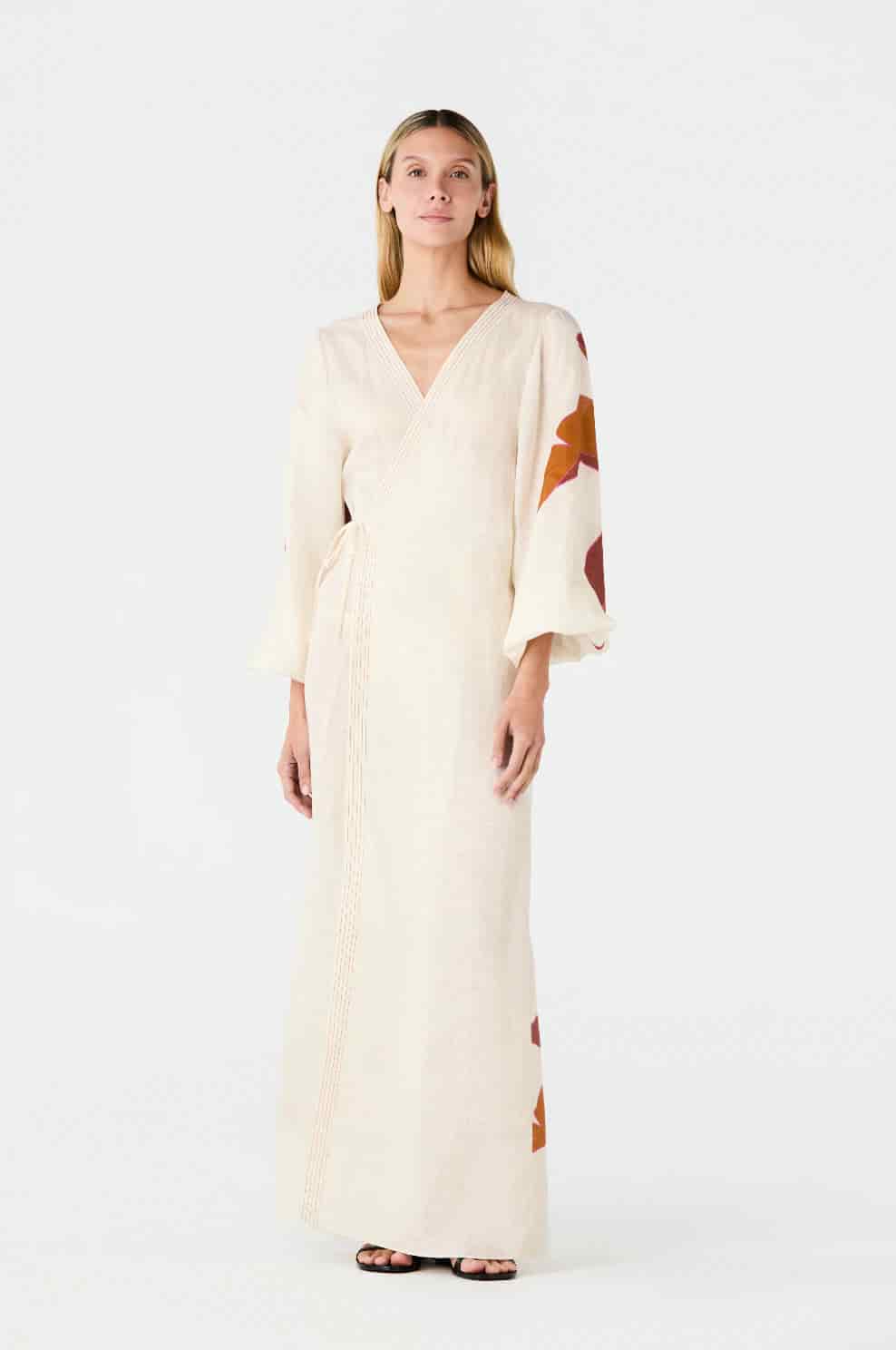 Hojarasca Linen Maxi Dress / Fuchsia Palm - miniatura 2