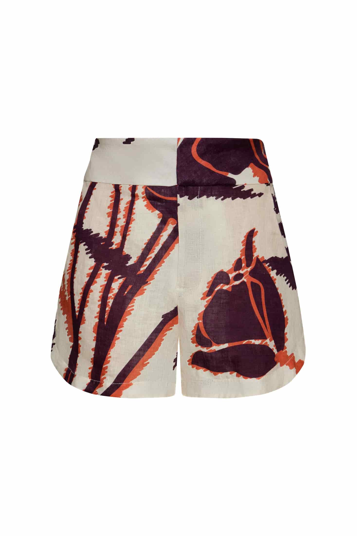 Tomaso Linen Short / Ecru - Purple Gladiolos - miniatura 1