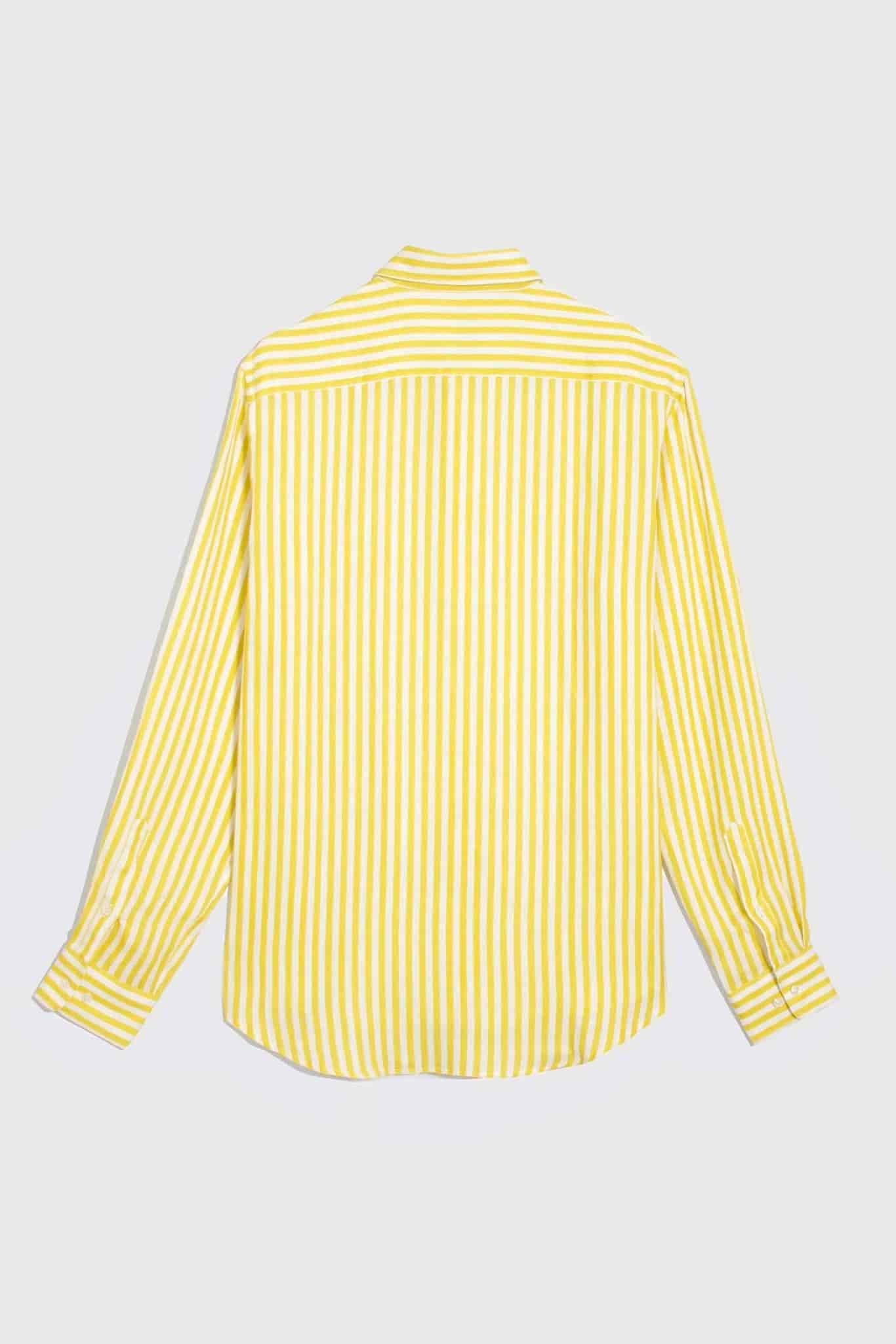 Men's linen shirt yellow striped - miniatura 12
