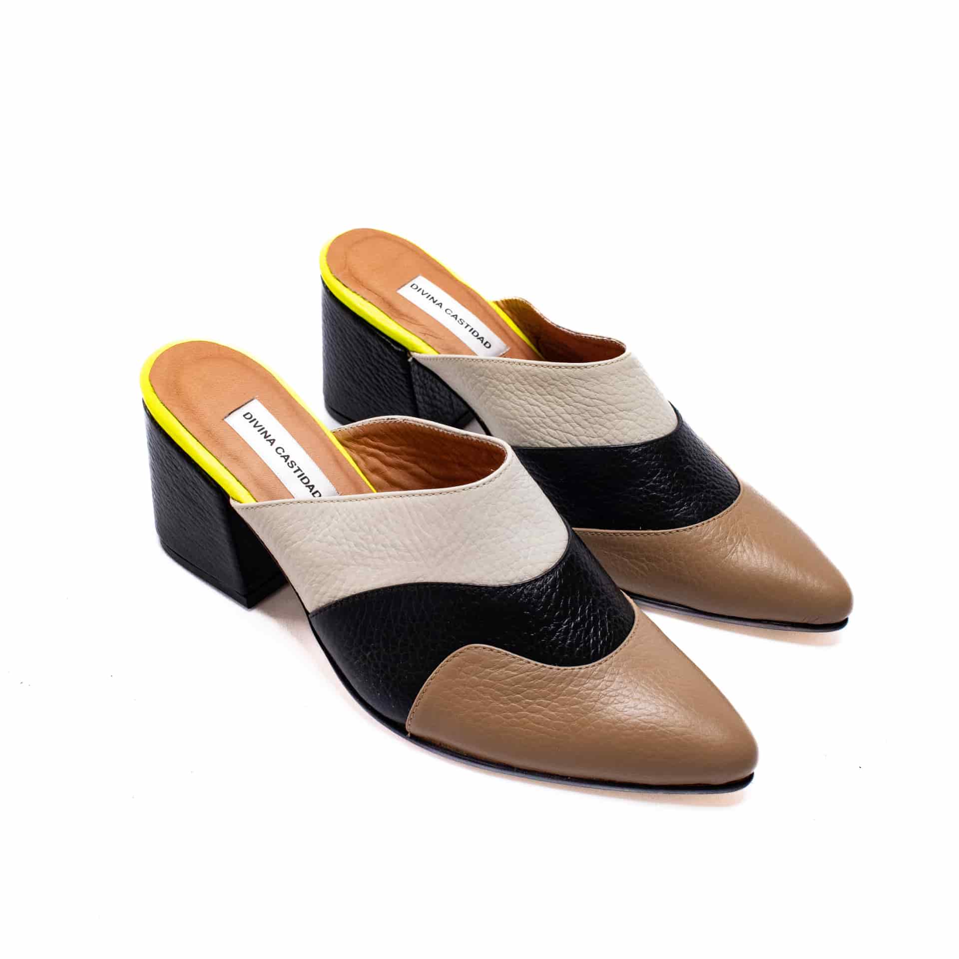 OLA MULES beige, negro y cocoa - miniatura 1