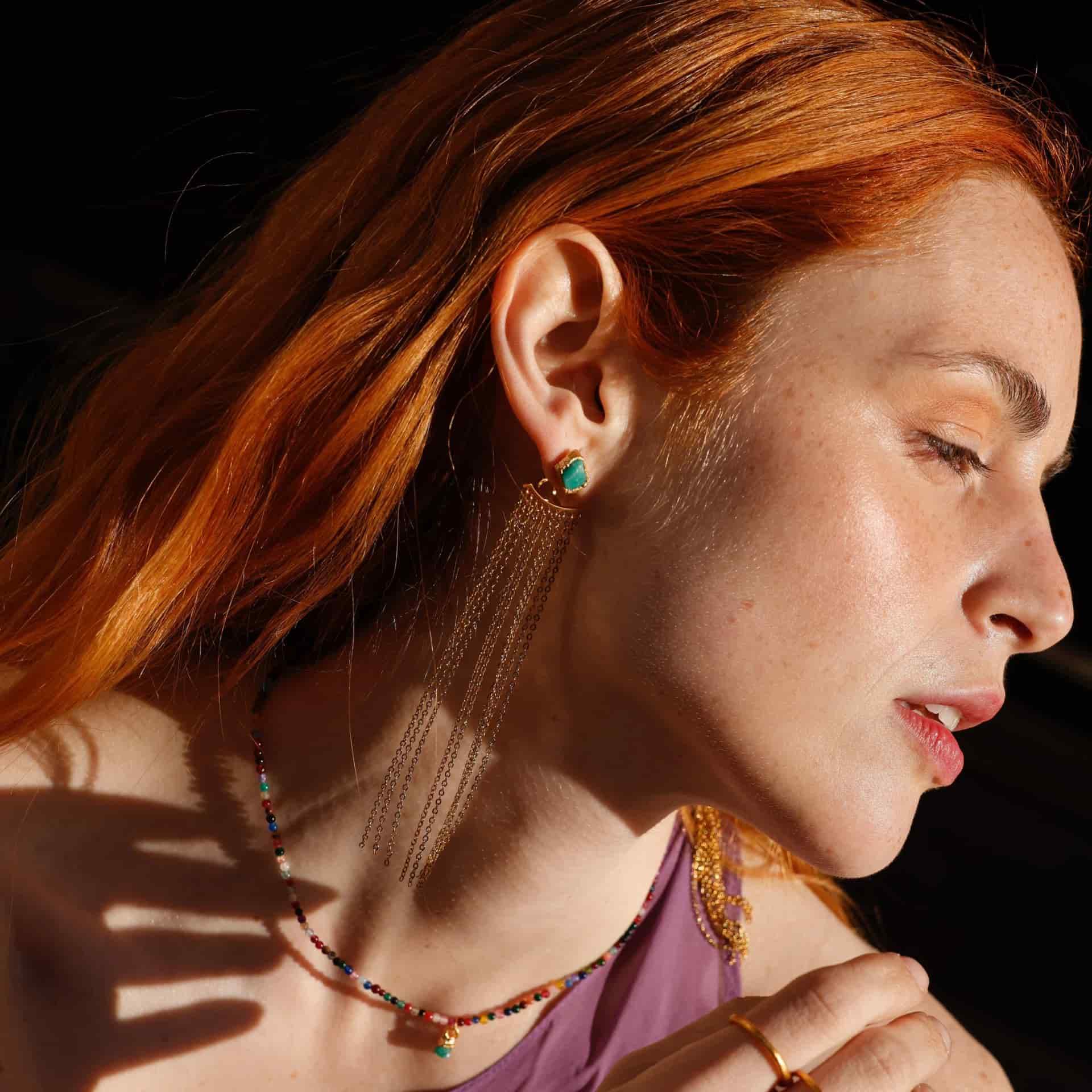 Stone Chain Earrings - miniatura 4