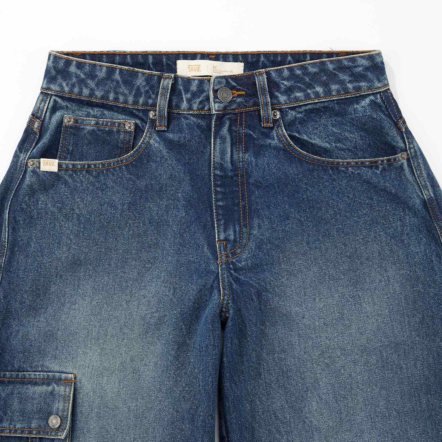 Cargo Multi-Pocket Denim Pants - Deep Blue - miniatura 5