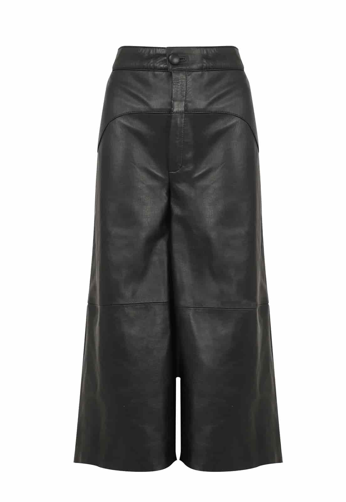 SHORT LEATHER WIDE LEG TROUSERS - miniatura 6
