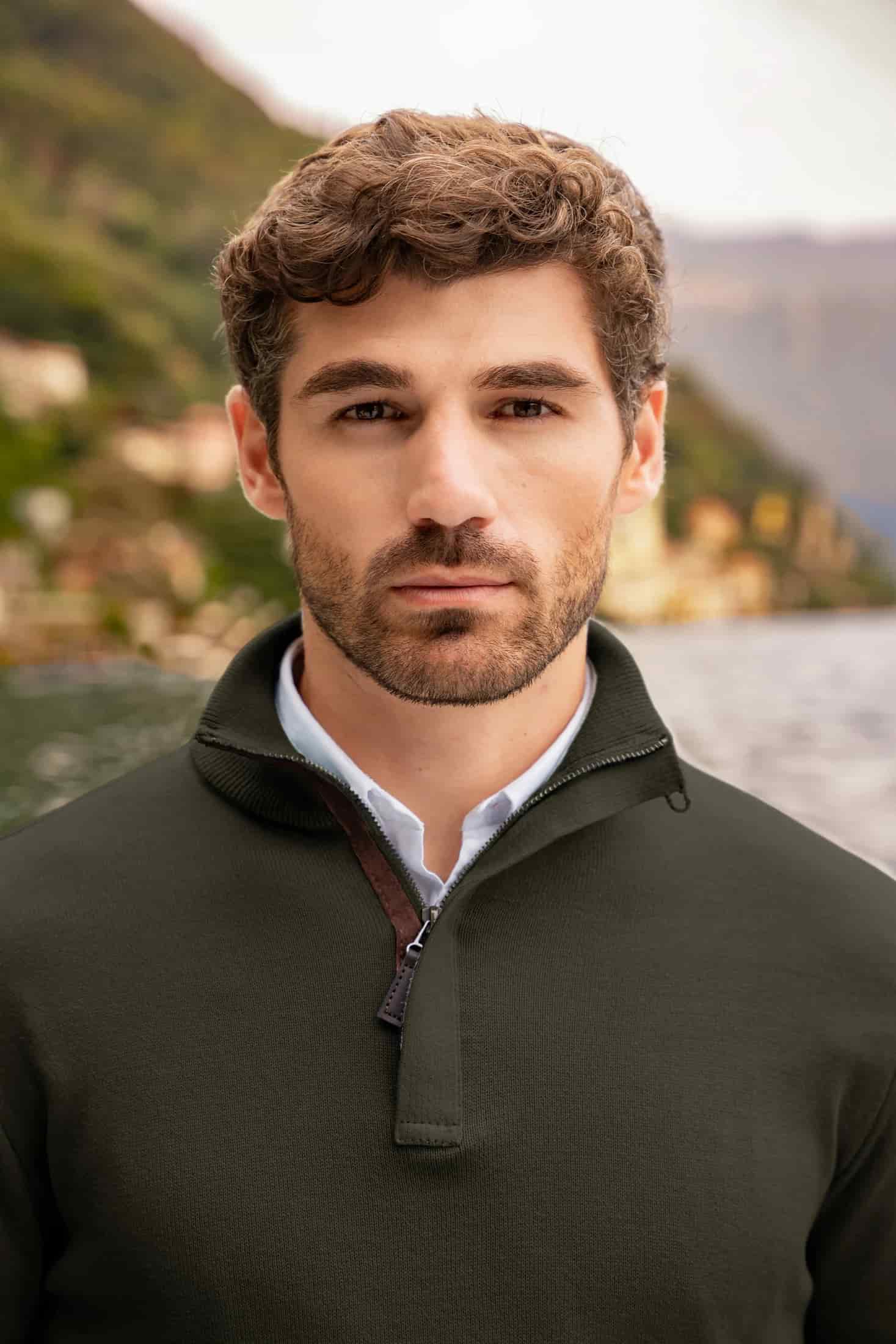 Suéter Halfzip Tesino Leggero Hombre Verde Militar - miniatura 4