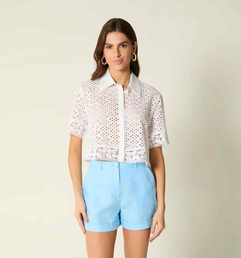 Blusa manga corta encajes - miniatura 2