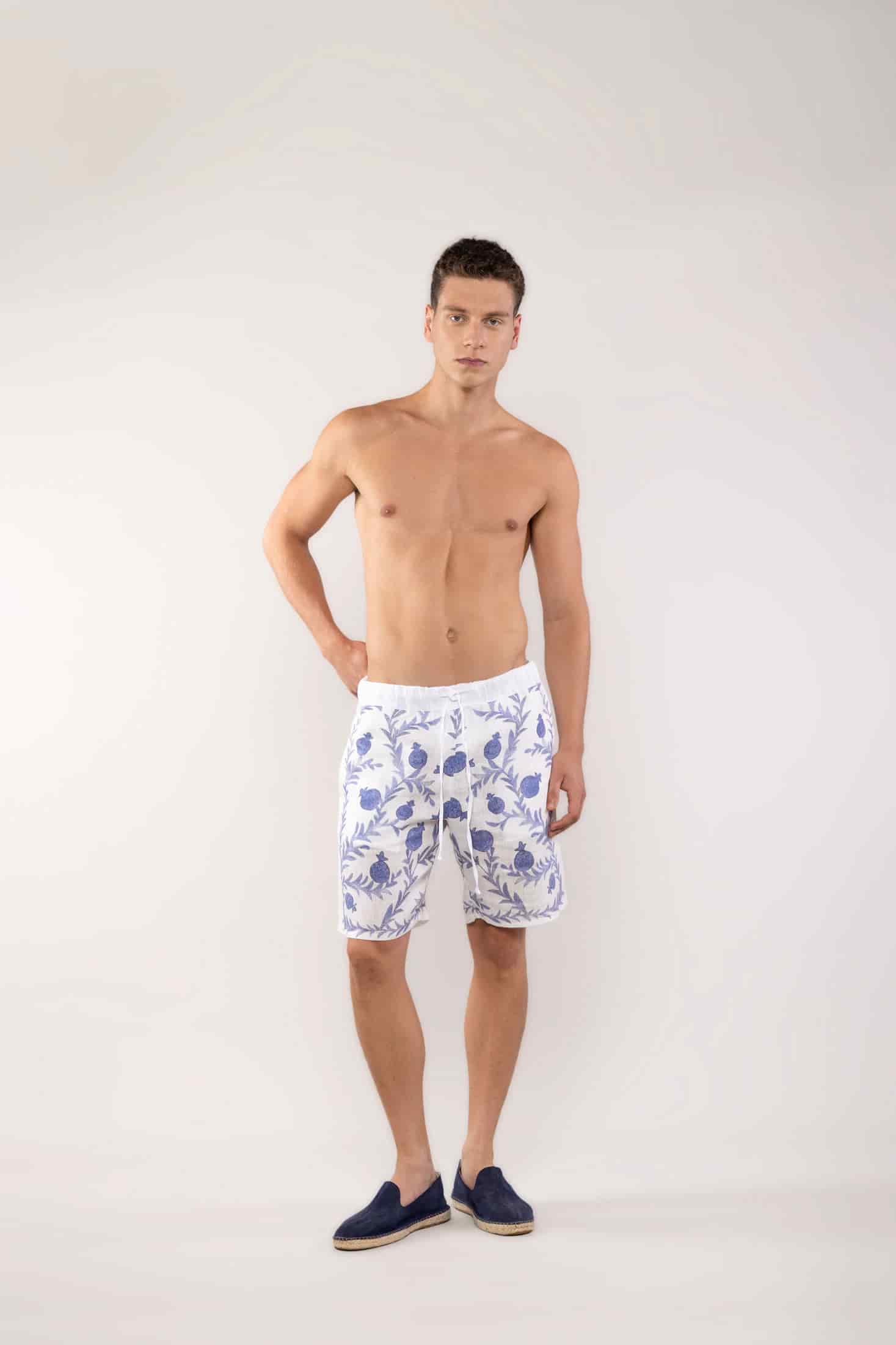 Men's linen bermuda navy timur - miniatura 1