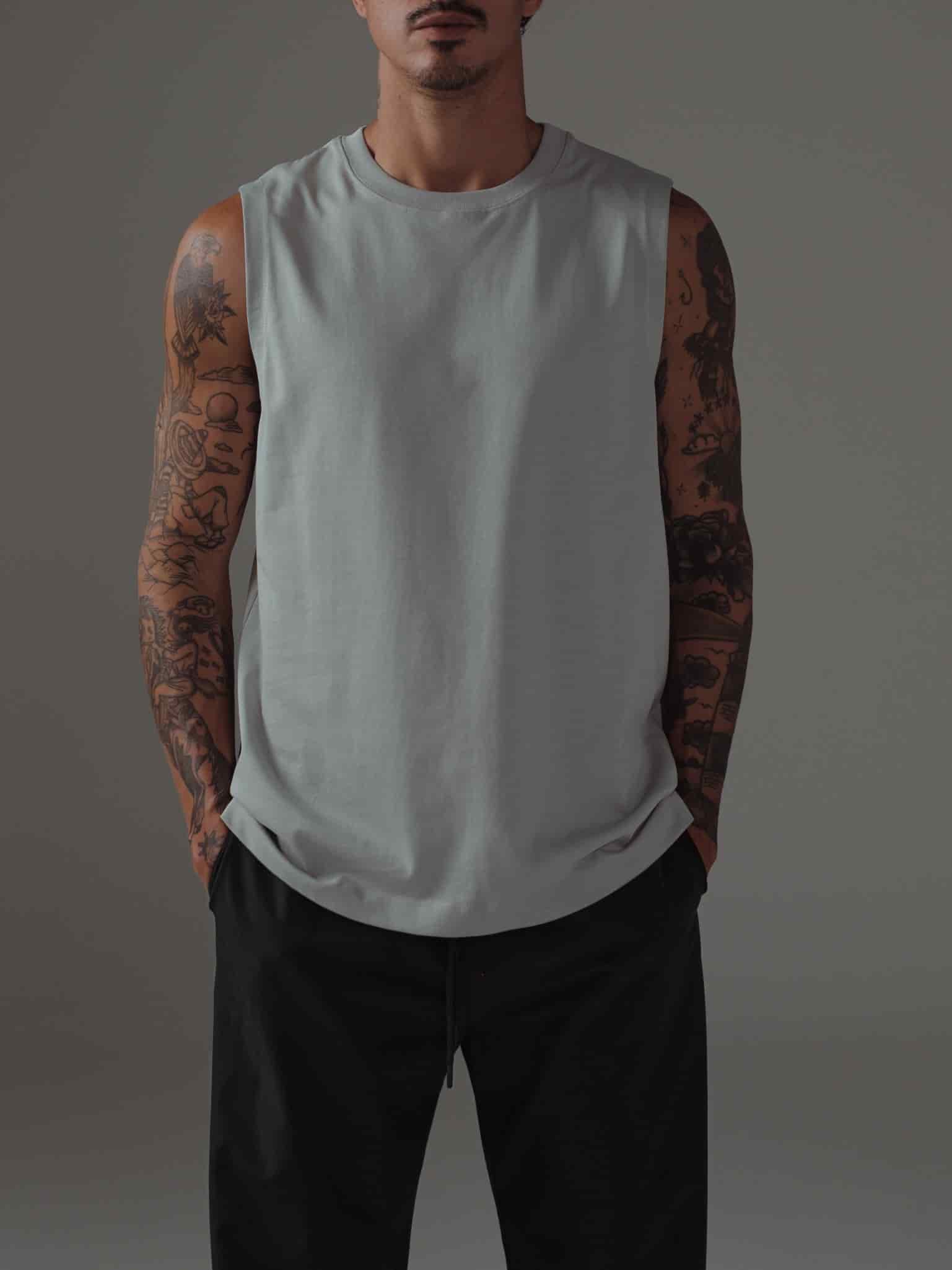 MUSCLE T-SHIRT MEN - GRAY JASPE - miniatura 1