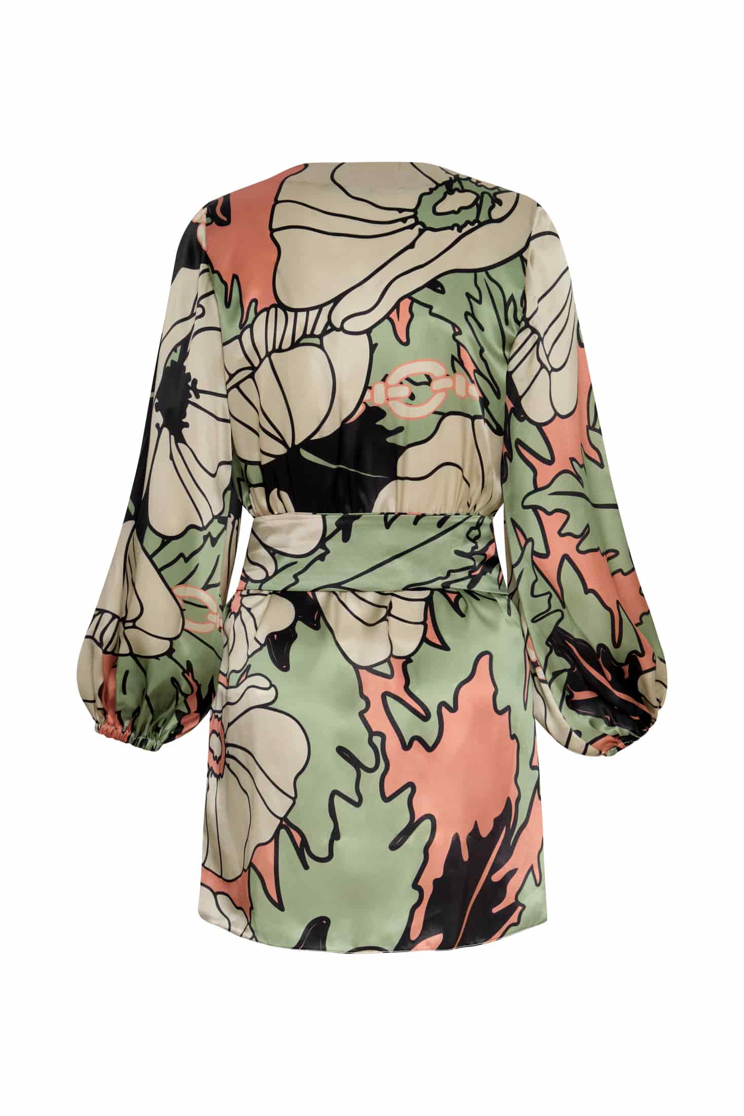 Tertulia Satin Silk Mini Dress / Sage Gladiolos Garden - miniatura 3