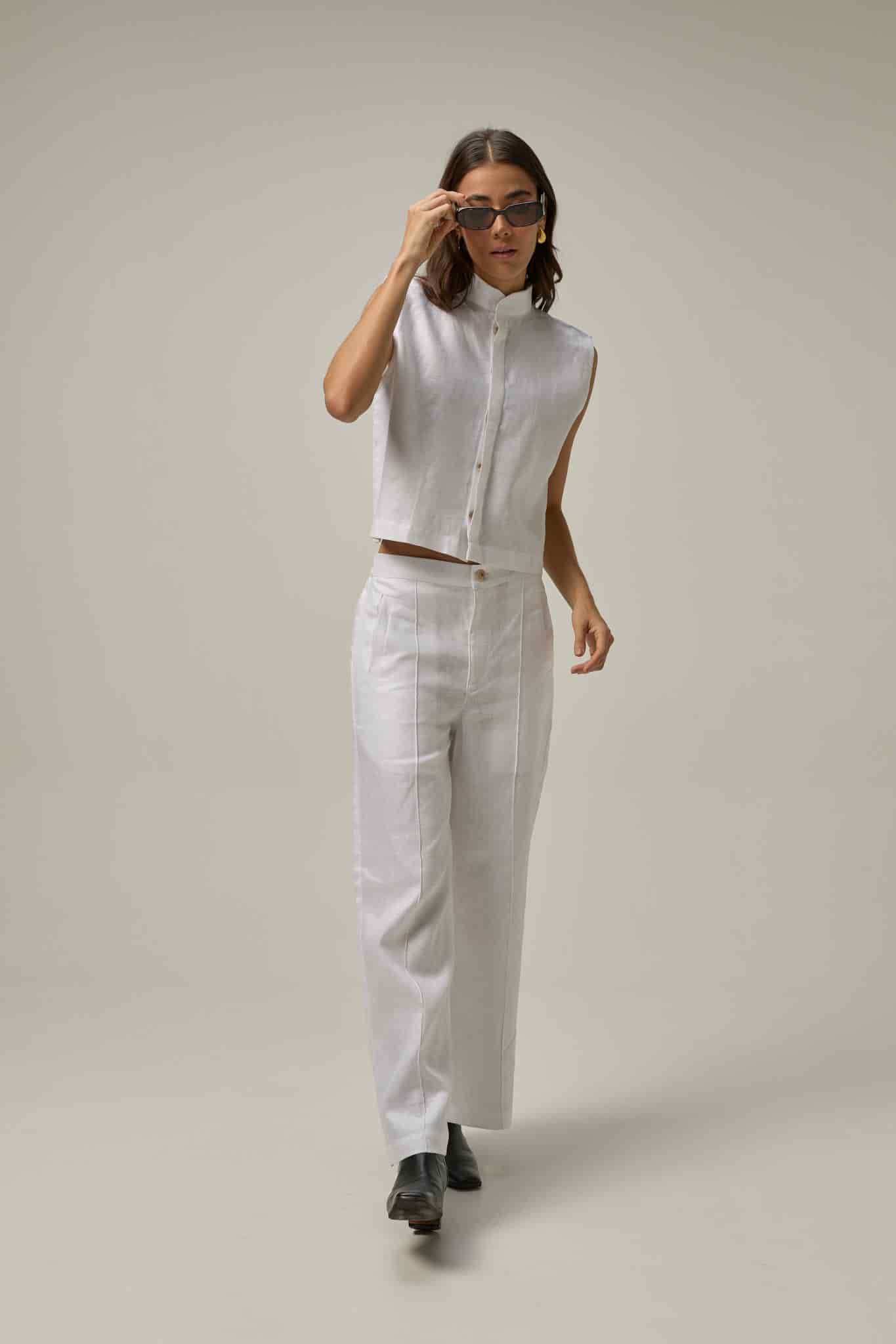 Chaleco Muse de lino | blanco - miniatura 4