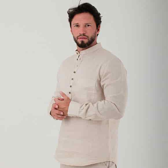 CAMISA ML 100% LINO CUELLO NERU HOMBRE - miniatura 3