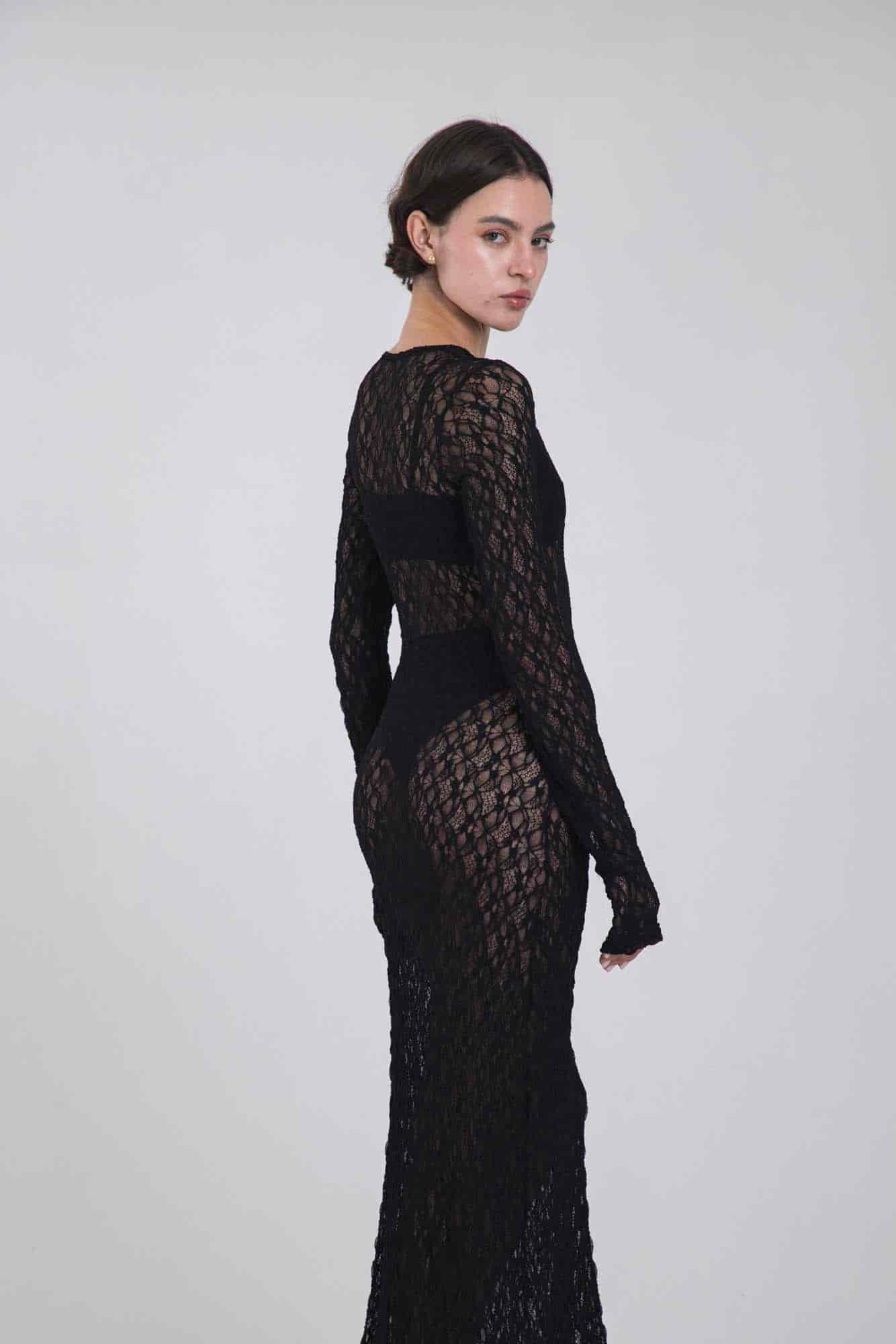 VITTORIA BLACK LACE DRESS - miniatura 7