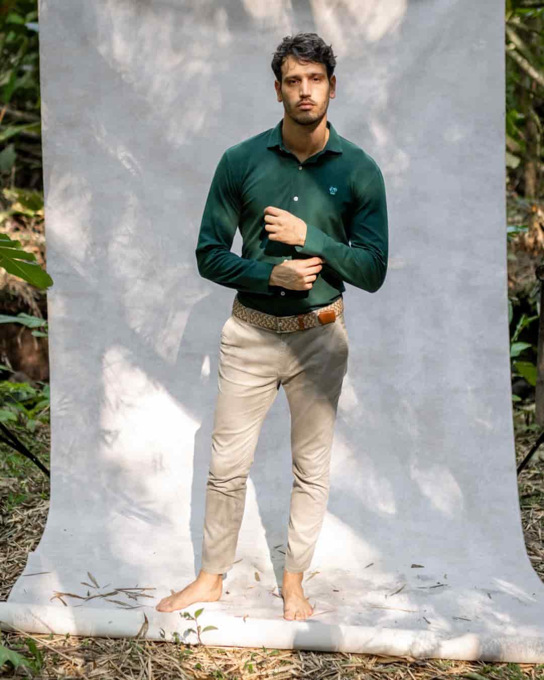 Camisa Antimanchas piqu  Verde Esmeralda - miniatura 4