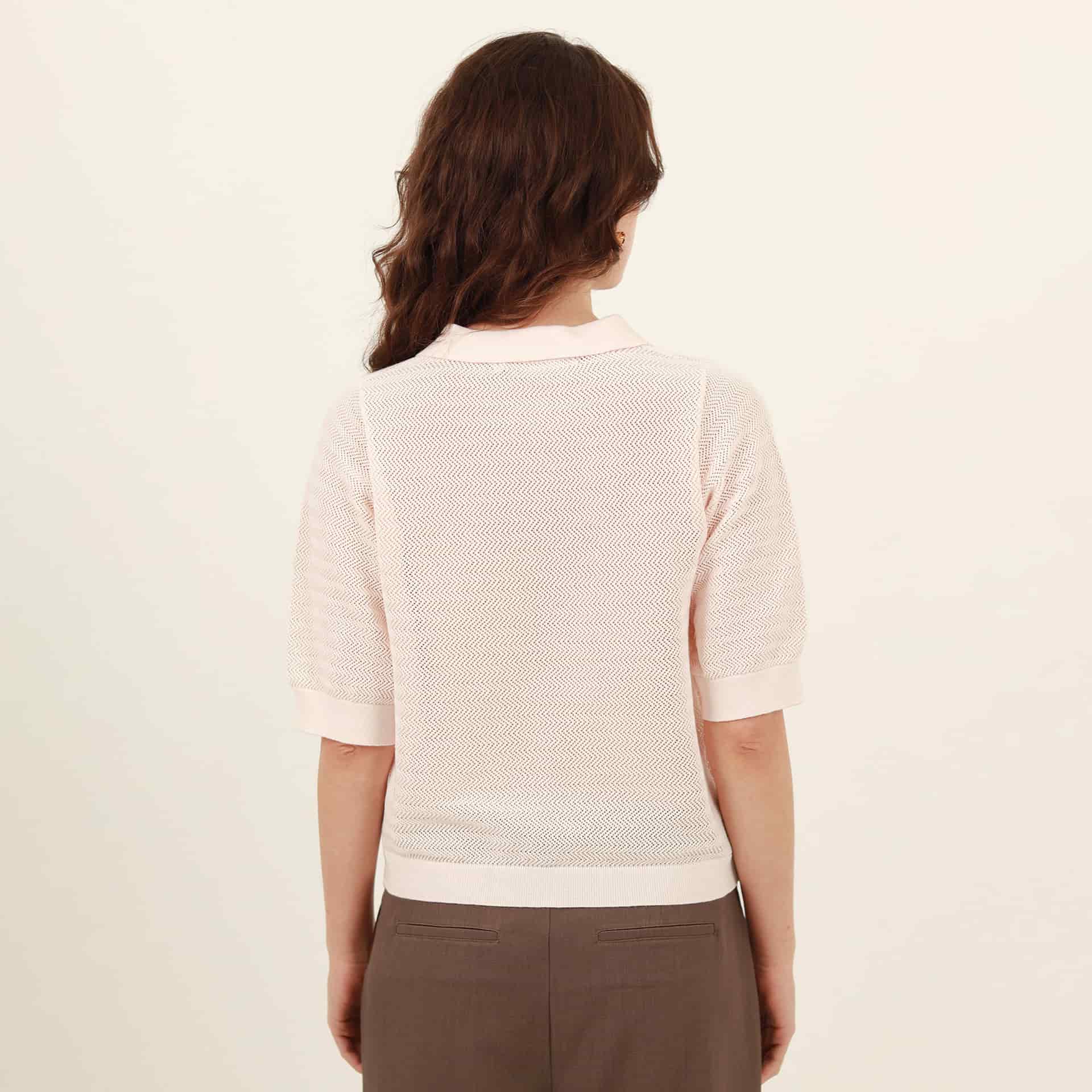 Sweater cuello polo manga corta con textura - miniatura 5