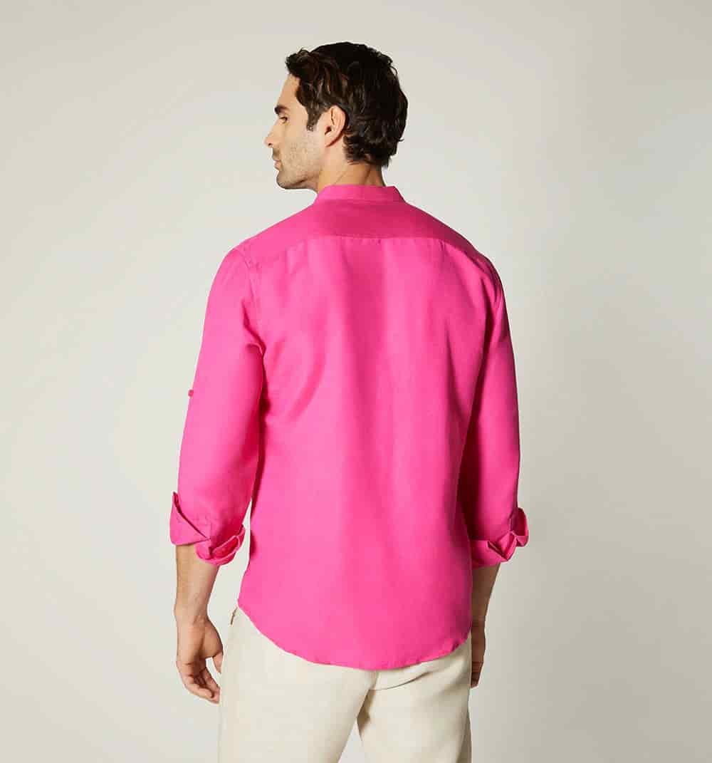 Camisa para hombre en lino cuello nerú m - miniatura 10