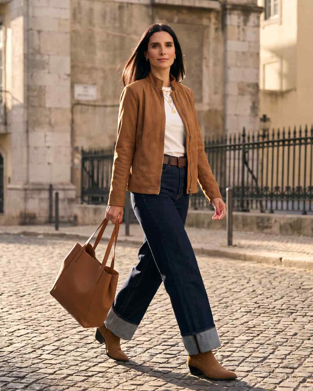Chaqueta Cambridge Gamuza Camel Mujer - miniatura 1