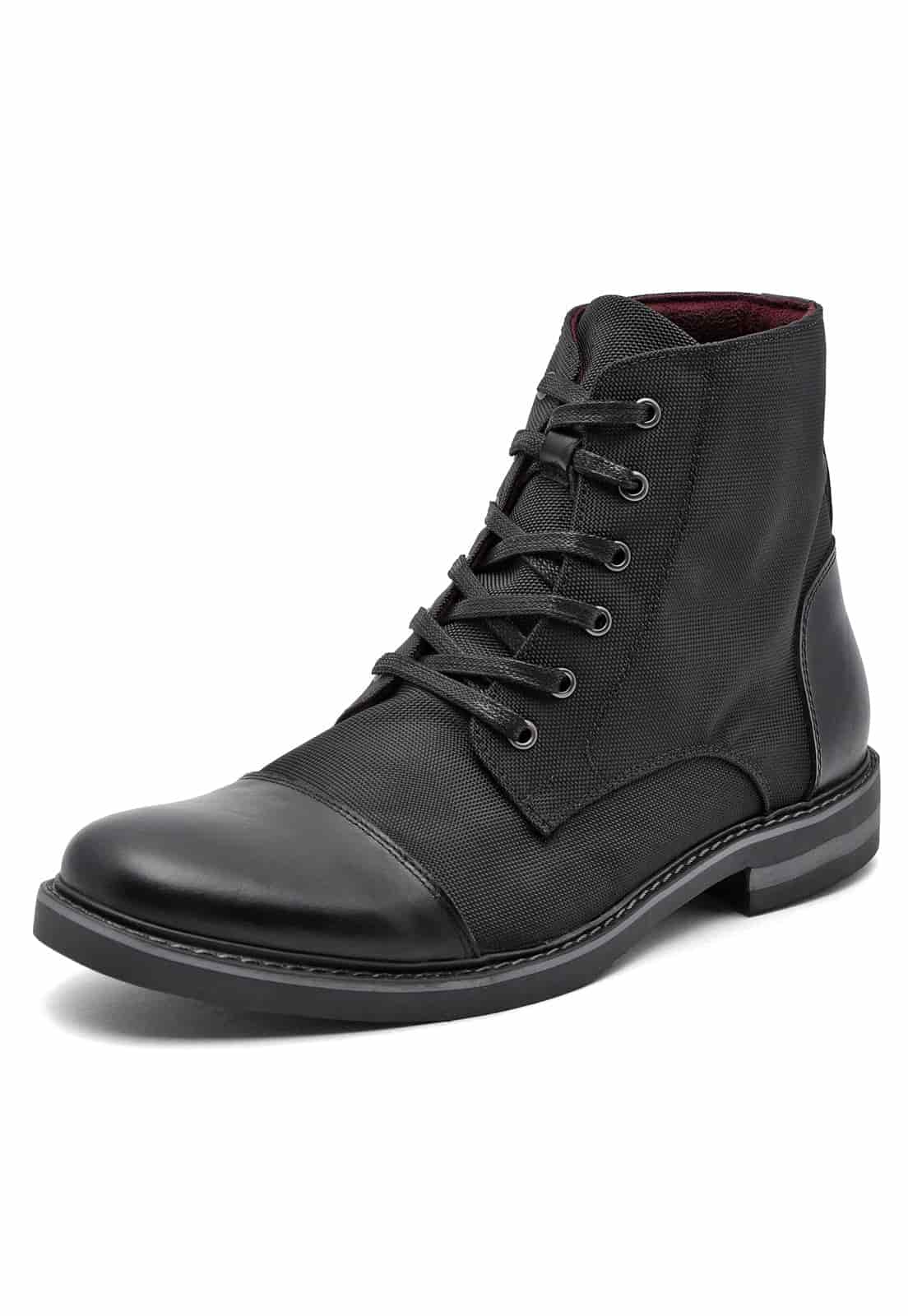 Botas negras en lona y cuero - miniatura 1