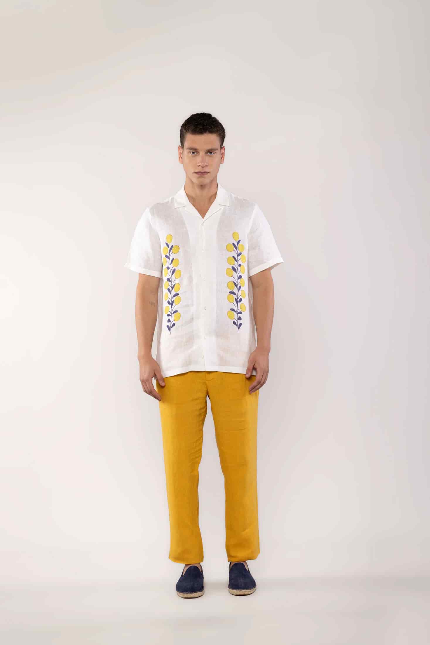 Men's linen shirt yellow mirzo - miniatura 4