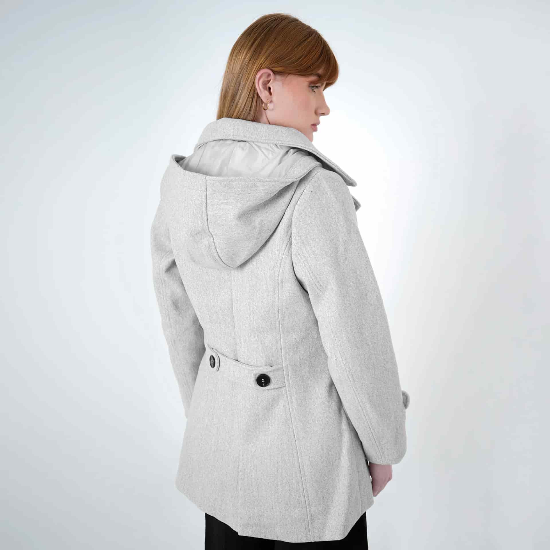 Chaqueta abrigo trench cruzado cuello solapa con capucha - miniatura 25